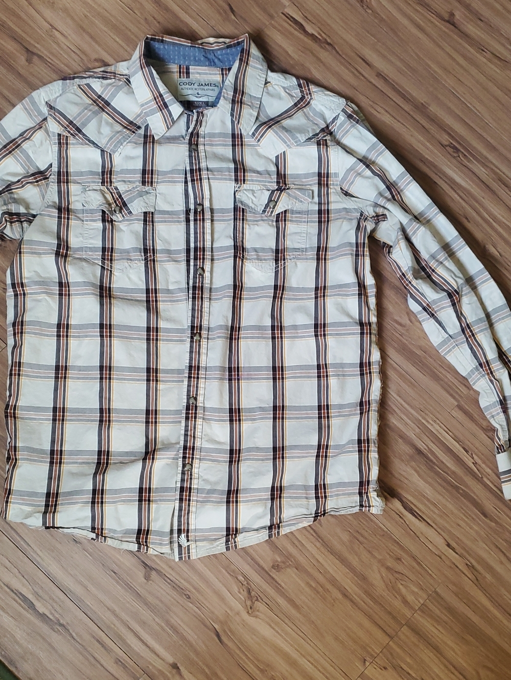 Cody James Men's Cream Plaid Button-Up Shirt
